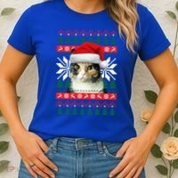 Calico Cat Ugly Christmas Sweater Style Santa Hat Kitty Mom Gift Women's T-Shirt thumb 2
