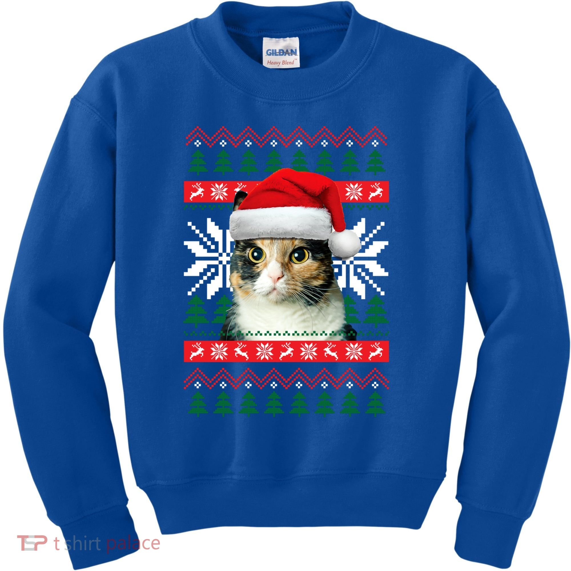 Calico Cat Ugly Christmas Sweater Style Santa Hat Kitty Mom Gift Kids Sweatshirt