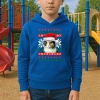 Calico Cat Ugly Christmas Sweater Style Santa Hat Kitty Mom Gift Kids Hoodie thumb 2
