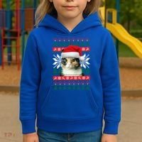 Calico Cat Ugly Christmas Sweater Style Santa Hat Kitty Mom Gift Kids Hoodie thumb 3