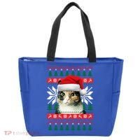 Calico Cat Ugly Christmas Sweater Style Santa Hat Kitty Mom Gift Tote Bag thumb 0