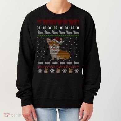 Cute Corgi Ugly Christmas Sweater Design Women's Sweatshirt