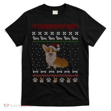 Cute Corgi Ugly Christmas Sweater Design T-Shirt