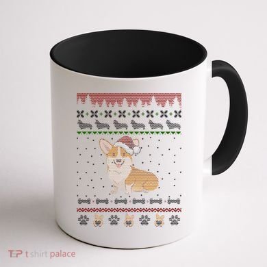 Cute Corgi Ugly Christmas Sweater Design Coffee Mug back