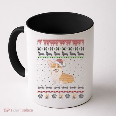 Cute Corgi Ugly Christmas Sweater Design Coffee Mug