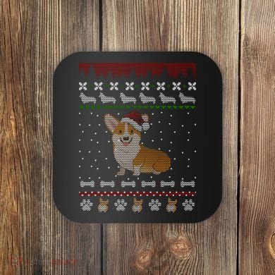 Cute Corgi Ugly Christmas Sweater Design Coaster