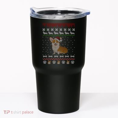 Cute Corgi Ugly Christmas Sweater Design Tumbler