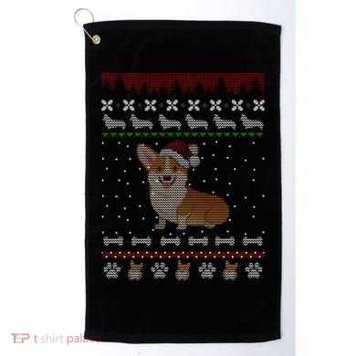 Cute Corgi Ugly Christmas Sweater Design Golf Towel