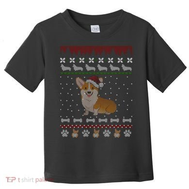 Cute Corgi Ugly Christmas Sweater Design Toddler T-Shirt