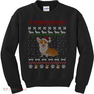 Cute Corgi Ugly Christmas Sweater Design Kids Sweatshirt