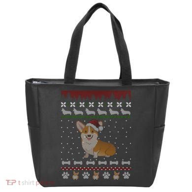 Cute Corgi Ugly Christmas Sweater Design Tote Bag