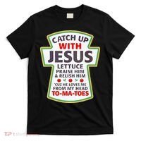 Christian Catch Up With Jesus Ketchup Funny Tomato T-Shirt thumb 0