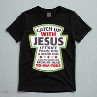Christian Catch Up With Jesus Ketchup Funny Tomato T-Shirt thumb 5