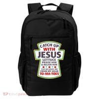 Christian Catch Up With Jesus Ketchup Funny Tomato Backpack thumb 0