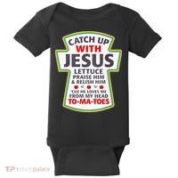 Christian Catch Up With Jesus Ketchup Funny Tomato Baby Bodysuit thumb 0