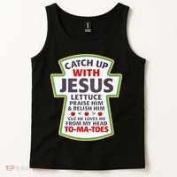 Christian Catch Up With Jesus Ketchup Funny Tomato Tank Top thumb 2