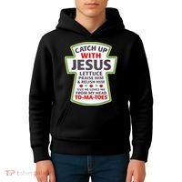 Christian Catch Up With Jesus Ketchup Funny Tomato Kids Hoodie thumb 4