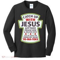 Christian Catch Up With Jesus Ketchup Funny Tomato Kids Long Sleeve Shirt thumb 0