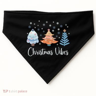 Cute Christmas Vibes Holiday Snow Tree Design Funny Gift USA-Made Doggie Bandana