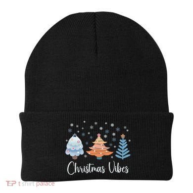 Cute Christmas Vibes Holiday Snow Tree Design Funny Gift Beanie