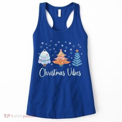 Cute Christmas Vibes Holiday Snow Tree Design Funny Gift Women's Tank Top