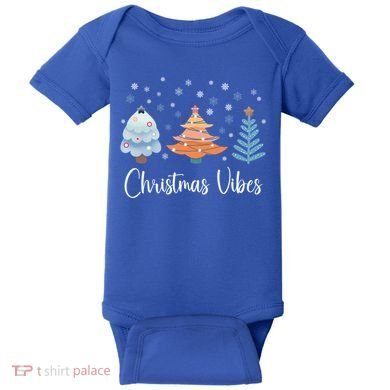Cute Christmas Vibes Holiday Snow Tree Design Funny Gift Baby Bodysuit