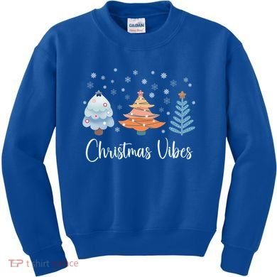 Cute Christmas Vibes Holiday Snow Tree Design Funny Gift Kids Sweatshirt