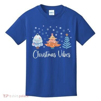 Cute Christmas Vibes Holiday Snow Tree Design Funny Gift Kids T-Shirt