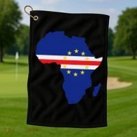Cape Cabo Verde Verdean Flag Pride Africa Map Golf Towel thumb 1
