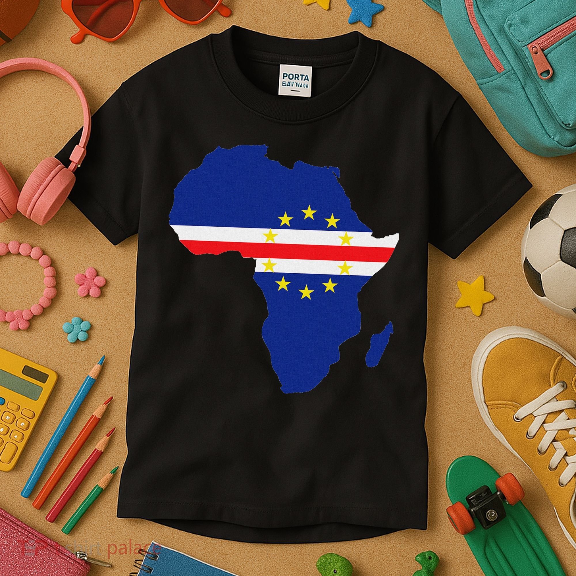Cape Cabo Verde Verdean Flag Pride Africa Map Kids T-Shirt