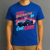 Cool Cars Vintage Easily Distracted By Muscle Car Gift T-Shirt thumb 3