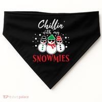 Christmas Chillin With My Snowmies Cool Snowman USA-Made Doggie Bandana thumb 0