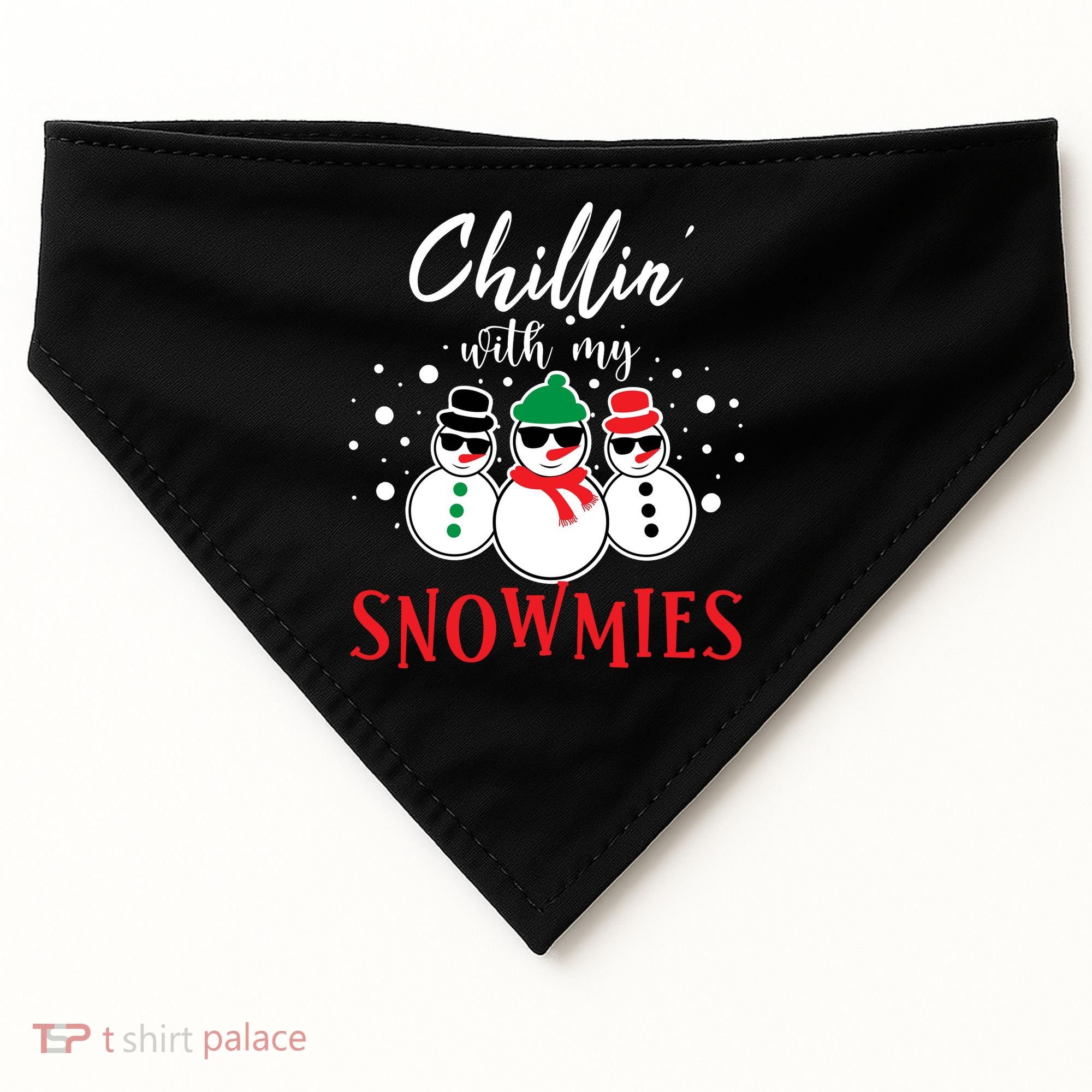 Christmas Chillin With My Snowmies Cool Snowman USA-Made Doggie Bandana