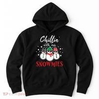 Christmas Chillin With My Snowmies Cool Snowman Hoodie thumb 0