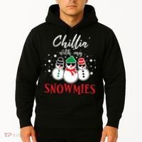 Christmas Chillin With My Snowmies Cool Snowman Hoodie thumb 2