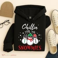 Christmas Chillin With My Snowmies Cool Snowman Hoodie thumb 4