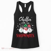 Christmas Chillin With My Snowmies Cool Snowman Women's Tank Top thumb 0