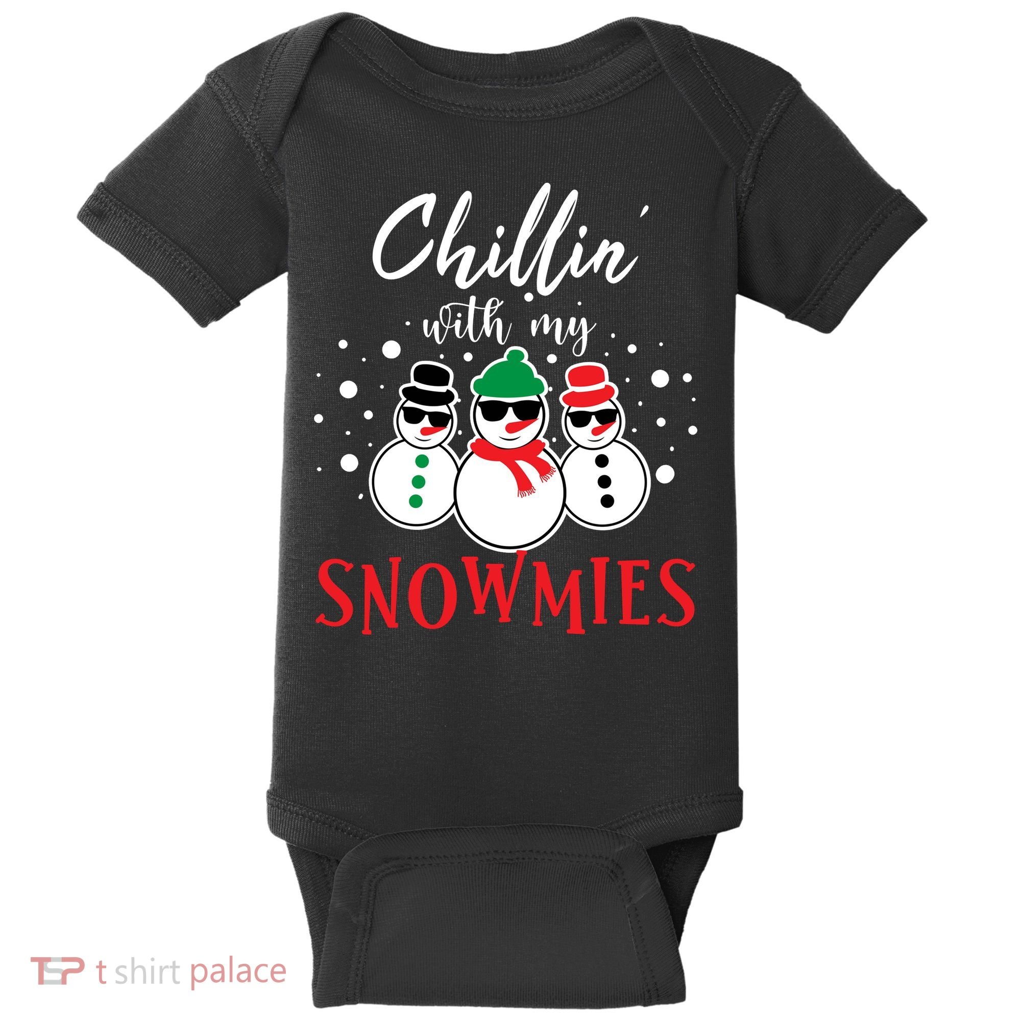 Christmas Chillin With My Snowmies Cool Snowman Baby Bodysuit