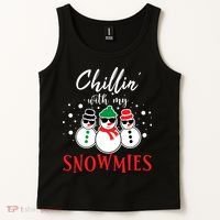 Christmas Chillin With My Snowmies Cool Snowman Tank Top thumb 2