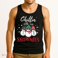 Christmas Chillin With My Snowmies Cool Snowman Tank Top thumb 3