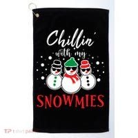 Christmas Chillin With My Snowmies Cool Snowman Golf Towel thumb 0