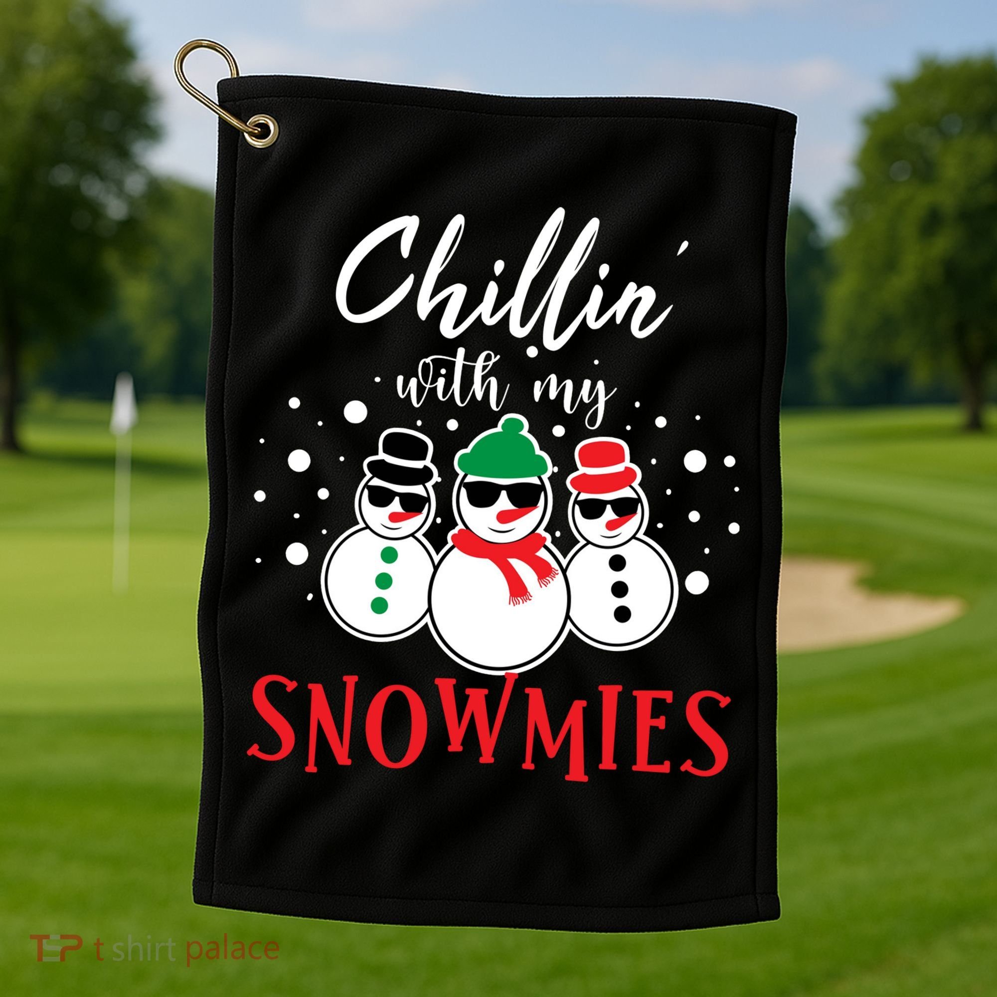 Christmas Chillin With My Snowmies Cool Snowman Golf Towel