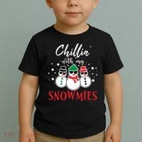 Christmas Chillin With My Snowmies Cool Snowman Toddler T-Shirt thumb 2