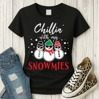 Christmas Chillin With My Snowmies Cool Snowman Women's T-Shirt thumb 3