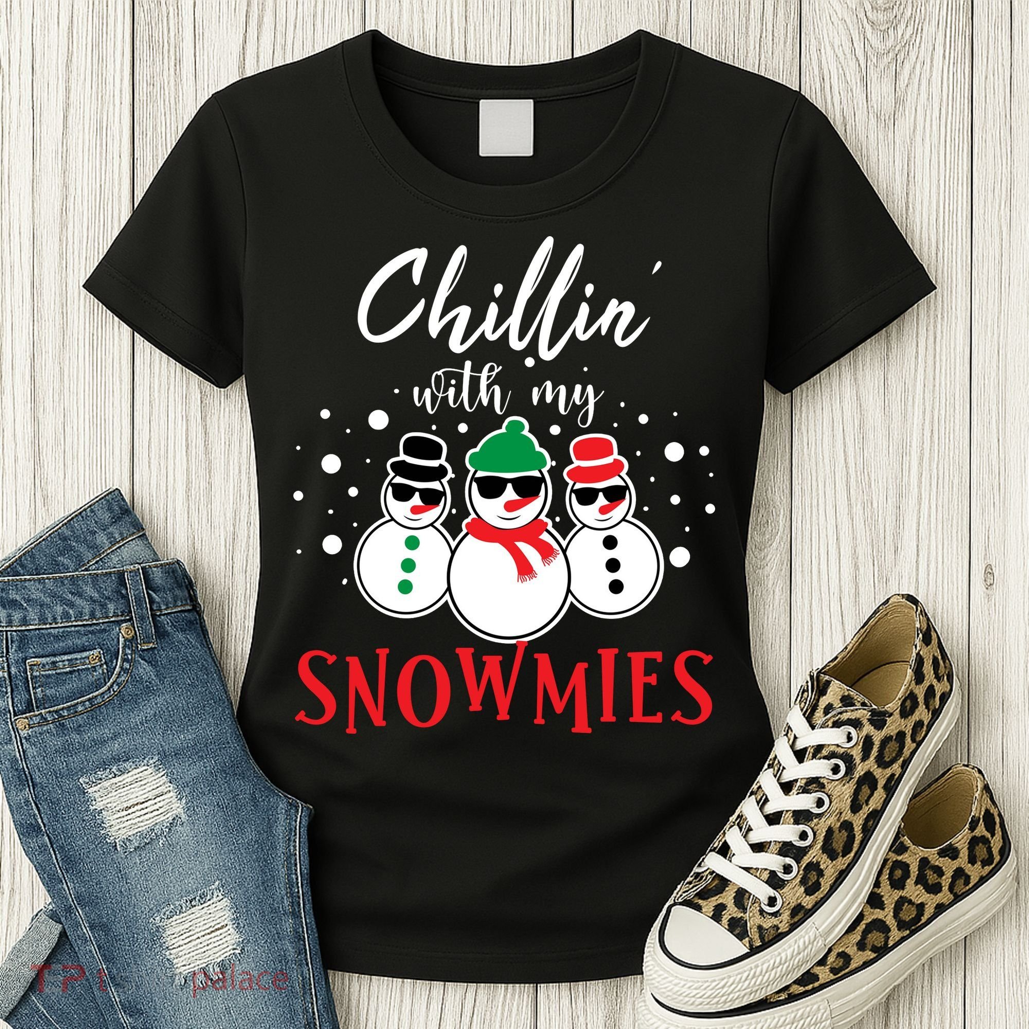 Christmas Chillin With My Snowmies Cool Snowman Women's T-Shirt
