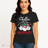 Christmas Chillin With My Snowmies Cool Snowman Women's T-Shirt thumb 4