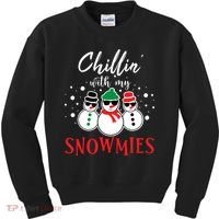 Christmas Chillin With My Snowmies Cool Snowman Kids Sweatshirt thumb 0