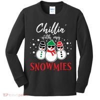 Christmas Chillin With My Snowmies Cool Snowman Kids Long Sleeve Shirt thumb 0