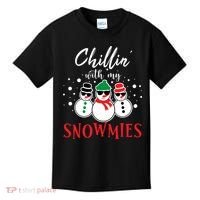 Christmas Chillin With My Snowmies Cool Snowman Kids T-Shirt thumb 0