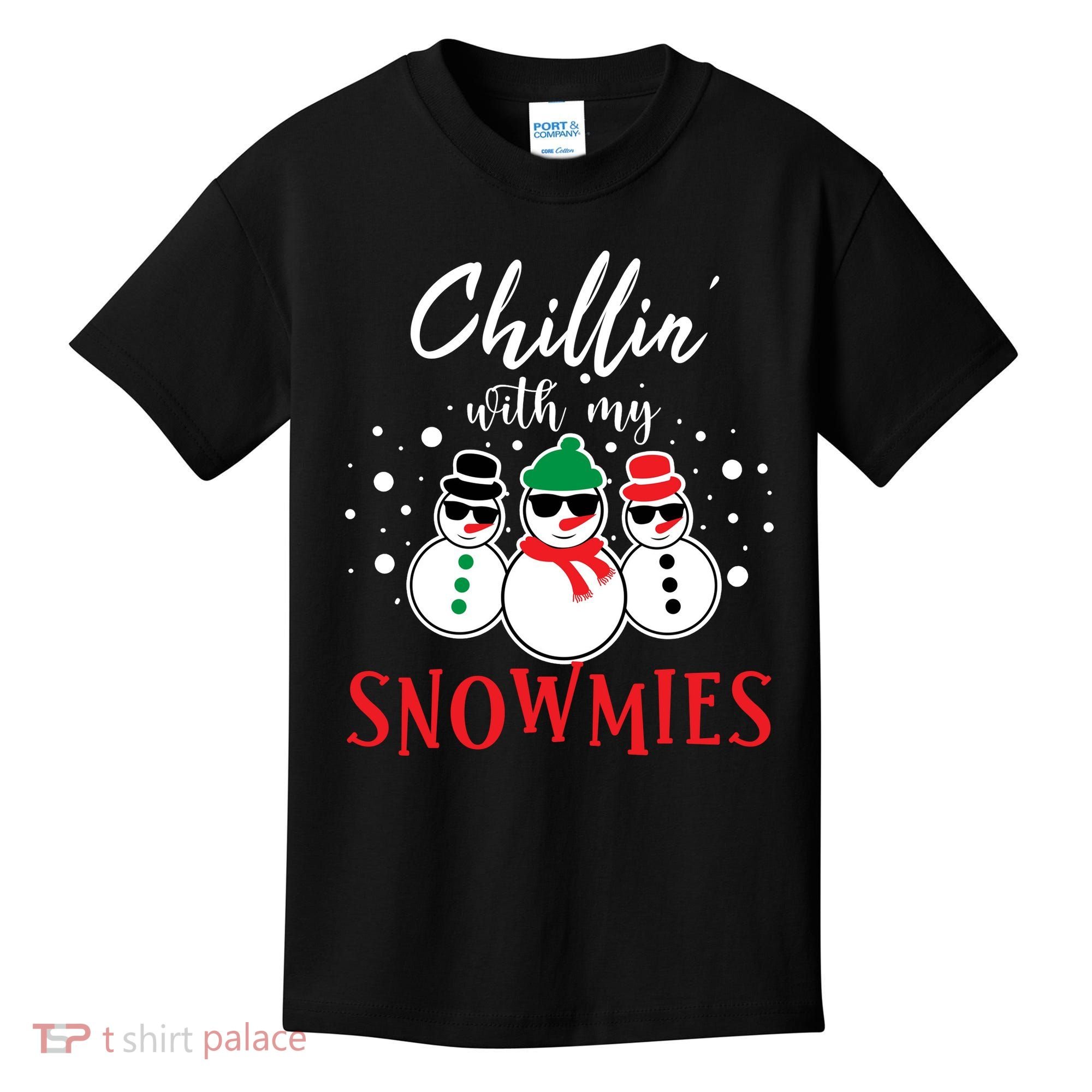 Christmas Chillin With My Snowmies Cool Snowman Kids T-Shirt
